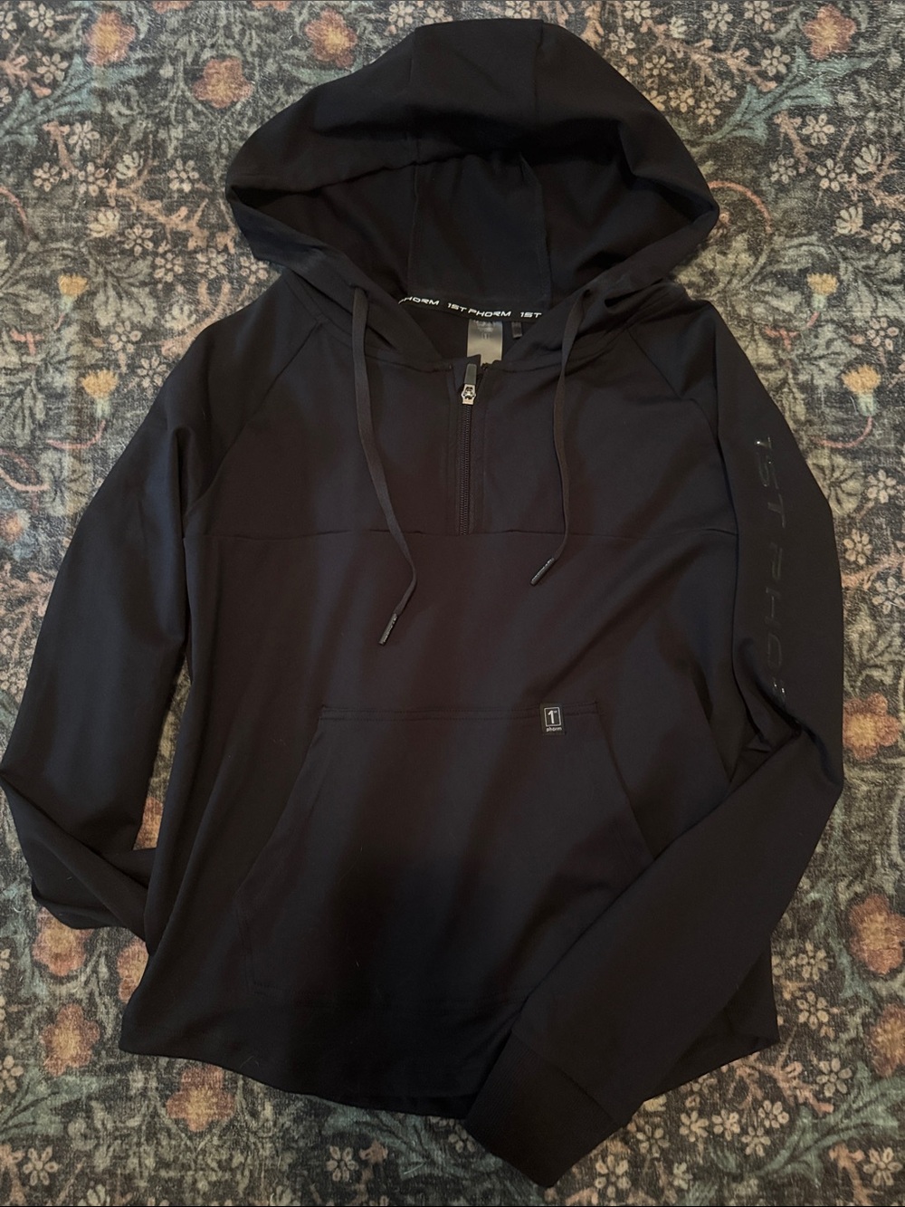 Black Women’s Half-Zip Hooded Pullover Sweatshirt by 1st Phorm